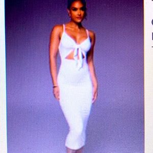 Ivory Cut Out Midi Dress, XXL, New
